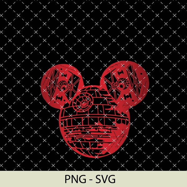 Mickey Death Star Red Svg - Star Wars - Mickey Mouse JPG PNG SVG - Instant Download Cut File Cricut and Silhouette - Death Star svg