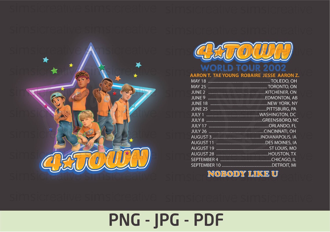 4 Town Turning Red PNG 4 Town World Tour JPG PDF 4 Town Etsy Canada