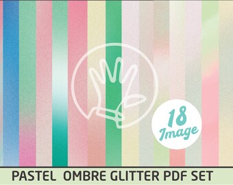 Ombre gradient pastel glitter digital paper, ombre glitter paper pack digital, digital glitter texture gradient, ombre glitter effect set