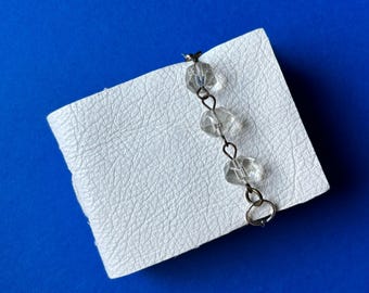 Leather Miniature Book with Vintage Chandelier Beads