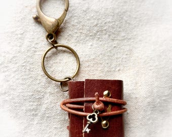 Leather Mini Book Keychain