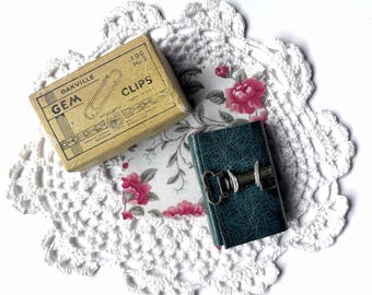 Leather Miniature Vintage Key and Paper Clip Box