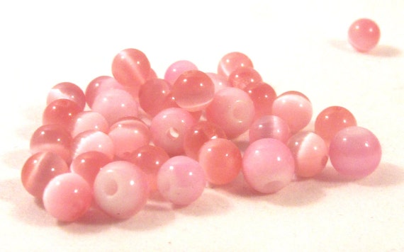 Glasperle Katzenauge// Cats Eye rund MOOSGRÜN 4mm 60 Stück