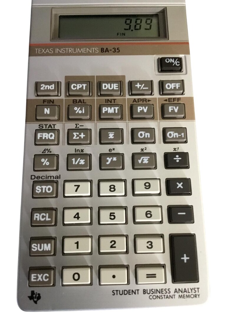 Vintage Texas Instruments BA-35 Student Business Analyst Calculator ...