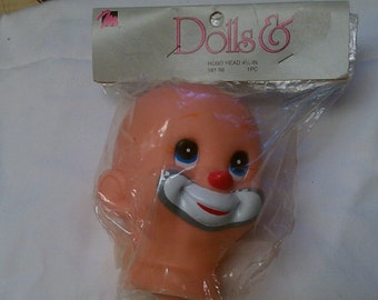 Vintage Plastic Clown Doll Head - Doll Making Supplies