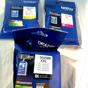 LC3029 black, magenta, and yellow ink cartridges new in package for Brother