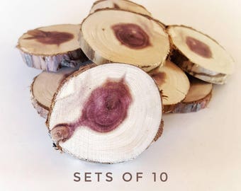 Small wood rounds, 2" Red heart cedar tree slices, wooden magnet rounds, bulk set, raw material, DIY craft, wedding, ornaments, IN-STOCK