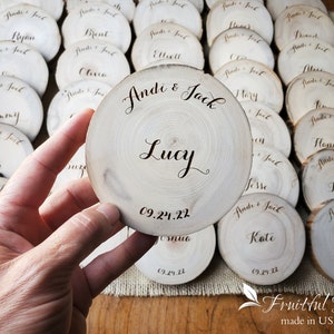 Bulk Guest name Place Holders Personalized Engraved Wooden Coasters favors for guests Custom Table Decor Individual Wedding Place cards