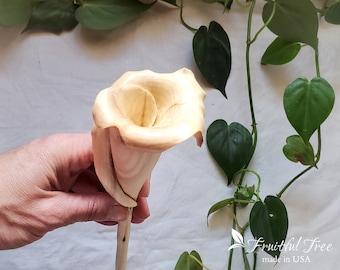 Hand carved Wooden Calla Lily All natural 6 year Anniversary Handmade Wood Flower Anniversary gift for her Wedding Personalized Keepsake