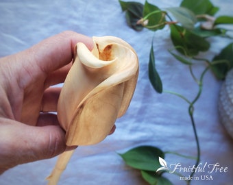 White Rose Hand carved wooden forever rose Handmade Wooden Flower sculpture Personalized 5 Year Wedding Anniversary gift for Mothers Day