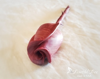 Handcarved Wooden Rose Personalized 5 Year Anniversary gift for her Wood flower Sculpture Romantic Wedding Anniversary keepsake Forever rose