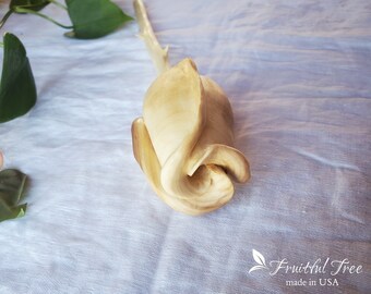 Natural Hand carved White Wooden Rose Romantic Proposal Gift for her Personalized 5 Year Anniversary gift Forever Rose for Mothers day gift