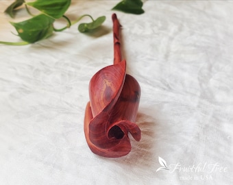 Red Wooden Rose carving Handmade Rose sculpture 5 Year Anniversary gift for her Natural Wood Flower Sculpture Valentines Gift Forever Rose