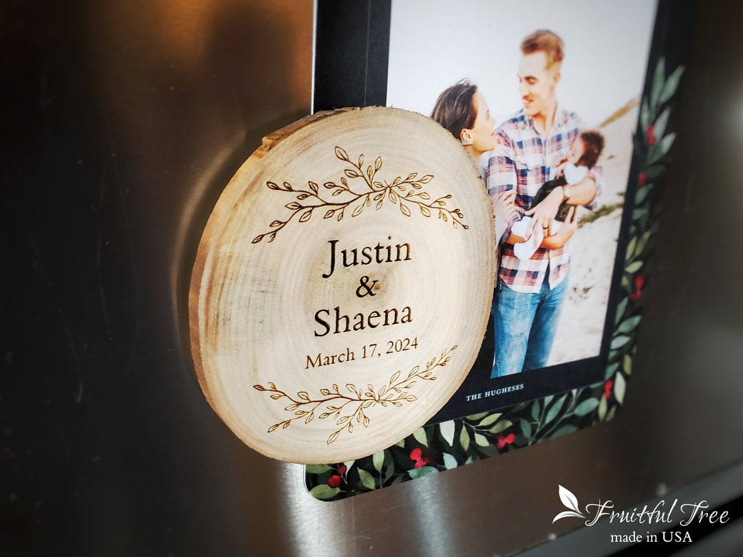 Personalized Wooden Refrigerator Natural Engraved Wood Slice