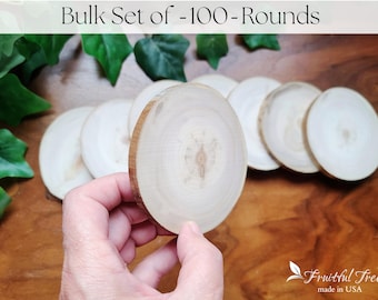 100 Wood Slices Bulk 3" Aspen Wood Rounds Blank Wooden Ornaments Natural Tree Branch End Grain Circles DIY Favors Thin Disks Raw Art Canvas