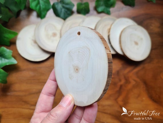 Blank Wooden Ornaments Bulk Wood Rounds Natural Wood Slices Live Edge Tree Cookies DIY Christmas Ornaments Craft Wood Disks Wall Hanging