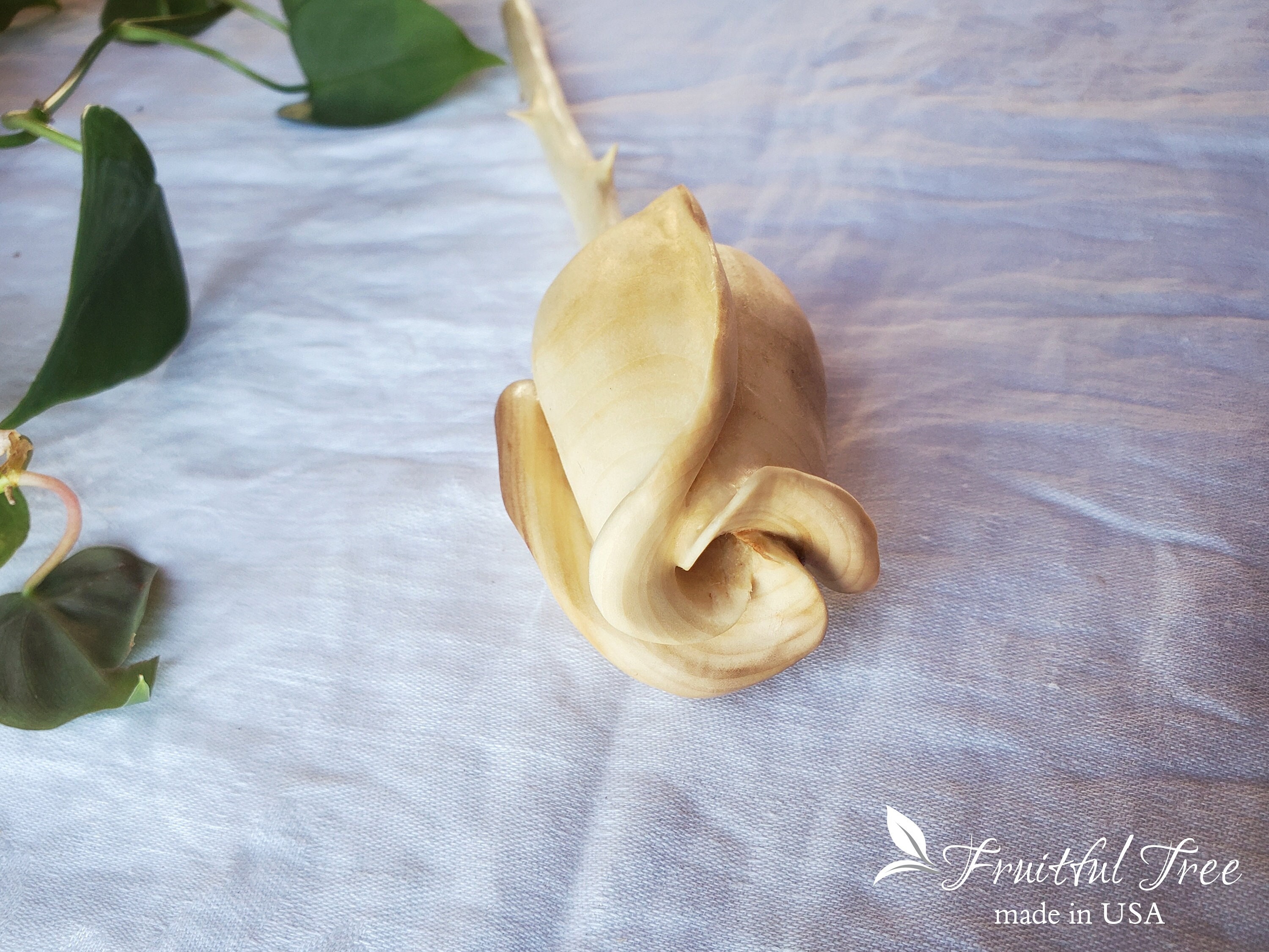 White Wood Roses Natural Hand Carved White Wooden Rose Romantic Proposal Gift for Her ...