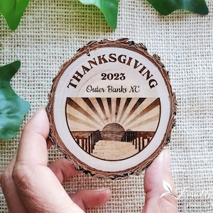 Engraved Wooden Magnets Personalized Beach Sunset Family Reunion gifts Rustic party favors All-Natural Family Gathering Wood Fridge magnets