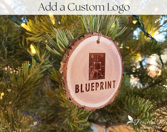 Bulk Wood Ornaments Engraved Custom Logo Live Edge Tree Slice Wooden Christmas Ornaments Company Holiday Party Favors Gifts for Clients
