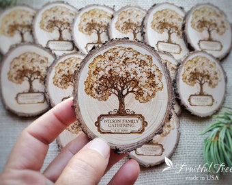 Engraved Family Reunion Wood Slice Magnets Personalized Family Tree of life Wooden Magnets Rustic Favors Large Gathering Party Mementos