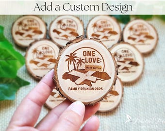 Custom Designed Family Reunion Magnets Personalized Anniversary Celebration Party Favors Natural Engraved Wood Slice Gifts for Guests