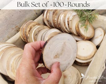 100 Aspen Wood Slices 3" Bulk Wood Rounds Cut tree cookies Natural Craft Supply Blank Wooden Christmas Ornaments Smooth Circles DIY Art