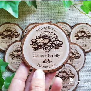 Family Reunion Gifts Personalized Family Gathering Wooden Magnets Engraved Log Slice Fridge Magnets Family Tree Bulk Natural Party Favors