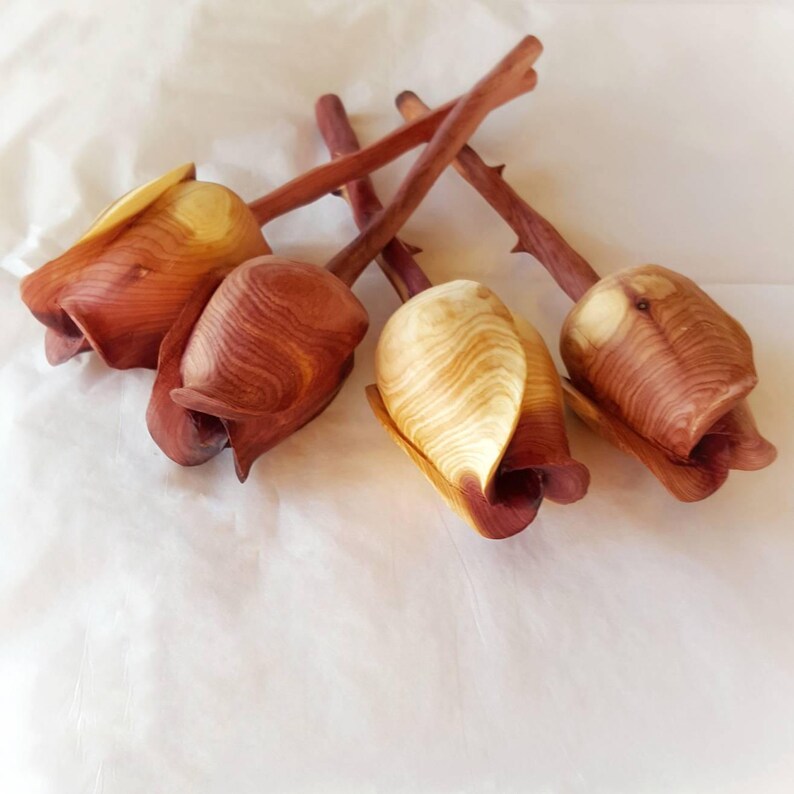 Hand carved Wooden Rose Wood Rose Engagement Gift Will you Etsy