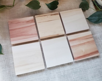 Bulk 4" Natural blank square boards for engraving, Wooden square tiles, Small blank signs, Wood canvas for art, DIY Wedding Favors, Coasters