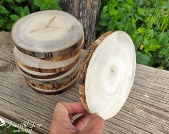 Large 5" to 6" Live Edge Aspen Wood Slices Rustic Table Charger Thick Tree Slab Blank All-Natural Wooden Trivet Rustic Wedding Decor DIY Art