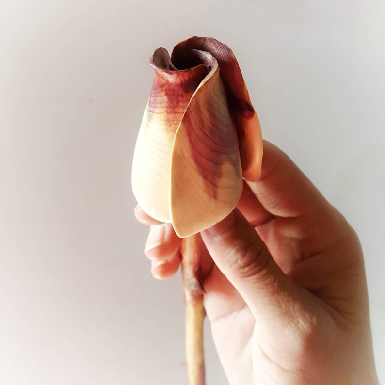 Hand carved Wooden Rose Wood Rose Engagement Gift Will you Etsy