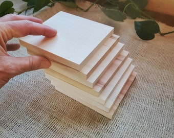 Bulk 4" Wooden square tiles, Natural blank square boards for engraving, small blank signs, Wood canvas for art, DIY Wedding Favors, Coasters