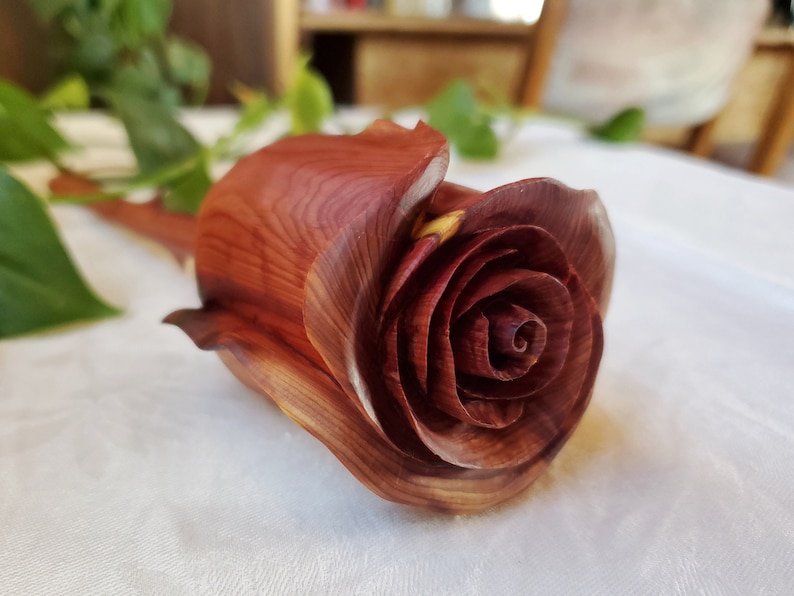 Hand Carved Wooden Rose 5 Year Anniversary Gift Wooden - Etsy