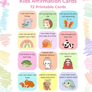 Kids Affirmation Cards – 72 Printable Growth Mindset Resources (Digital Download)