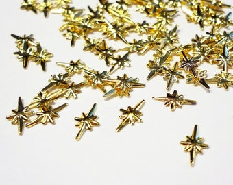 Gold Starburst Studs, Nail Art Decoration, Large Size Stars, 8mm x 5mm