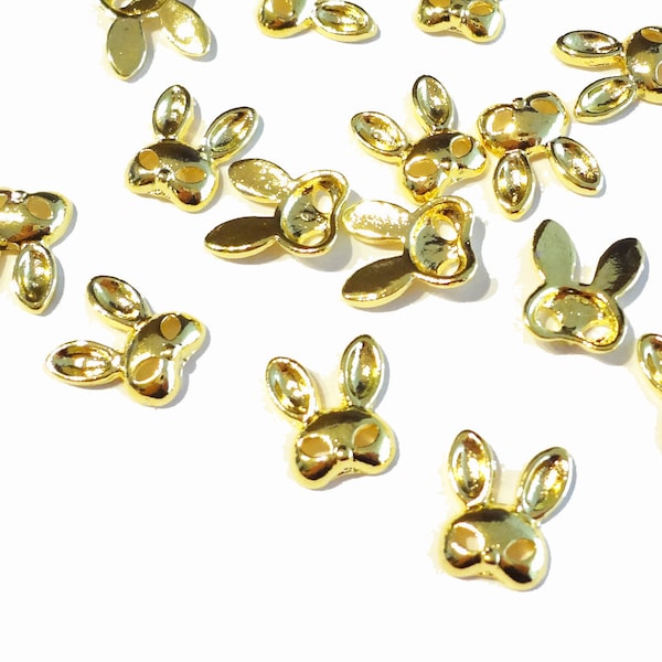 Rabbit Mask 3D Nail Decoration Parts, 11mm x 8mm, Gold Nail Art Supplies