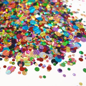 Holographic Multicolor Circles Assorted Sizes Holo Stripe Circles 1.5mm, 2mm, and 3mm mix