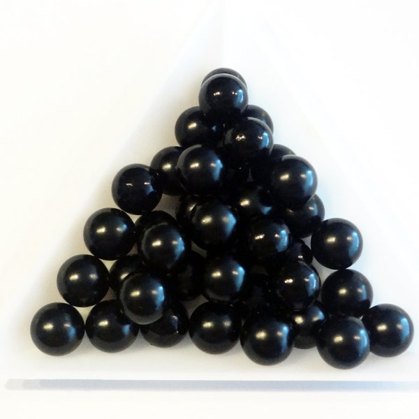 8mm Black Boba Pearls, No Hole Beads, Black Caviar Beads