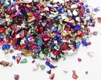 Irregular Glass Shards Metallic Multicolor Stones, Small Glass Shards, Colorful Mix Glass Rocks, Random Cut Size