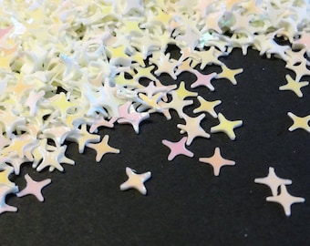 Iridescent Cream White Four Point Stars Shape Glitter 4mm Star