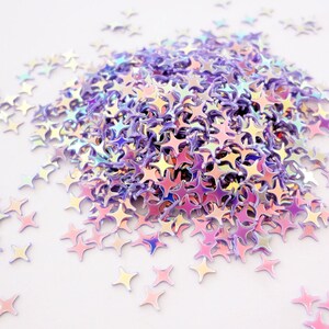 Iridescent Purple Four Point Stars Shape Glitter 4mm Star