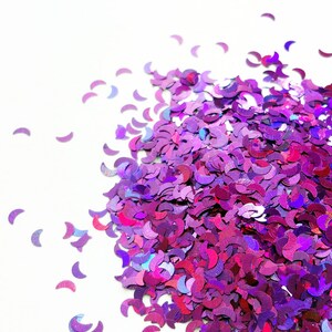 Holographic Laser Violet Crescent Moon Glitter 3mm, Solvent Resistant Glitter