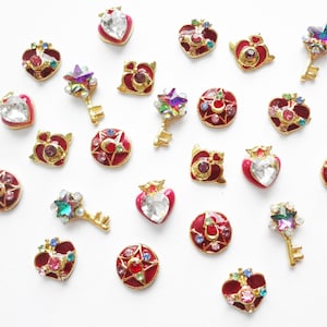 Sailor Moon Metal Nail Decoration with Enamel, Resin, and Glass Crystals