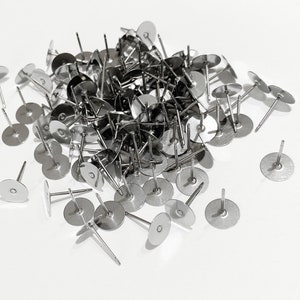 8mm Titanium Earring Posts 11.5mm Length, Flat Pad Post, 21 gauge, Grade 1 Titanium Nickel Free Hypoallergenic. Made in USA. 10 - 100pcs
