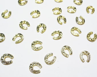 Gold Horseshoe 3D Nail Decoration Parts, 5mm, Nail Art Supplies