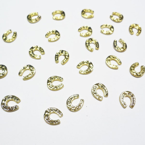 Gold Horseshoe 3D Nail Decoration Parts, 5mm, Nail Art Supplies