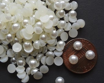 5mm White Pearl Round Flatback Cabochons