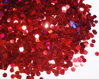 Holographic Laser Red Loose Glitter .080" Hex 2mm 1/12