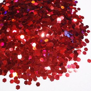 Holographic Laser Red Loose Glitter .080" Hex 2mm 1/12
