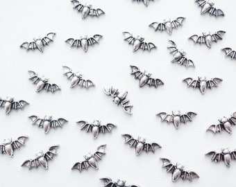 Antique Silver 3D Bat Nail Decoration Parts, 9mm x 4mm, Nail Art Supplies